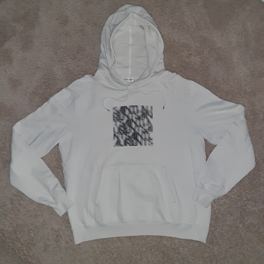 MEN'S SAINT LAURENT OPTICAL ILLUSION PRINT HOODIE - Picture 6 of 12